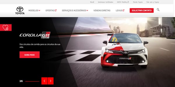 Pagina web con wordpress de Toyota.br